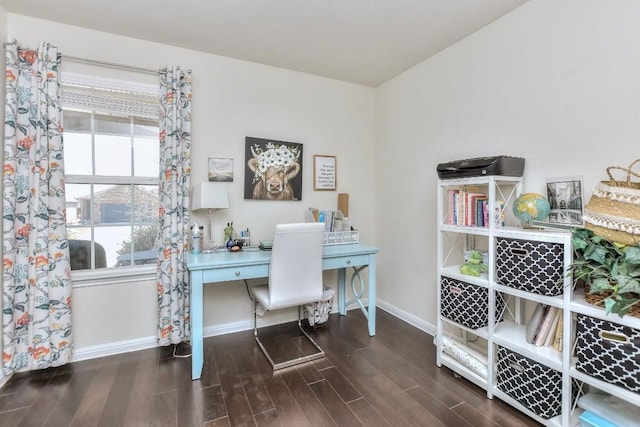 705 Kitty Hawk Rd, Georgetown, TX 78633 - office area with baseboards and wood finished floors