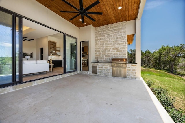 8112 Kuhn Dr, Austin, TX 78736 - view of patio featuring exterior kitchen and ceiling fan