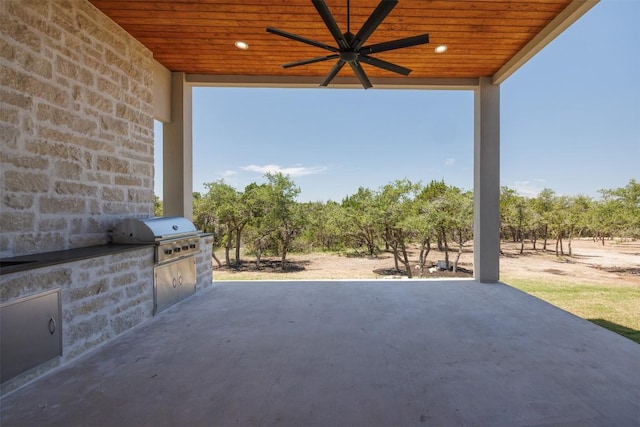 8112 Kuhn Dr, Austin, TX 78736 - view of patio with exterior kitchen and ceiling fan
