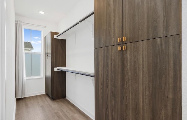 walk in closet featuring light wood finished floors