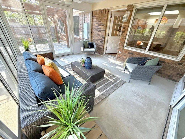 sunroom with outdoor lounge area