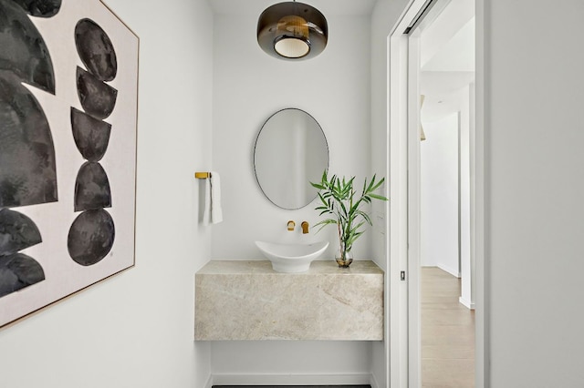 bathroom with wood finished floors