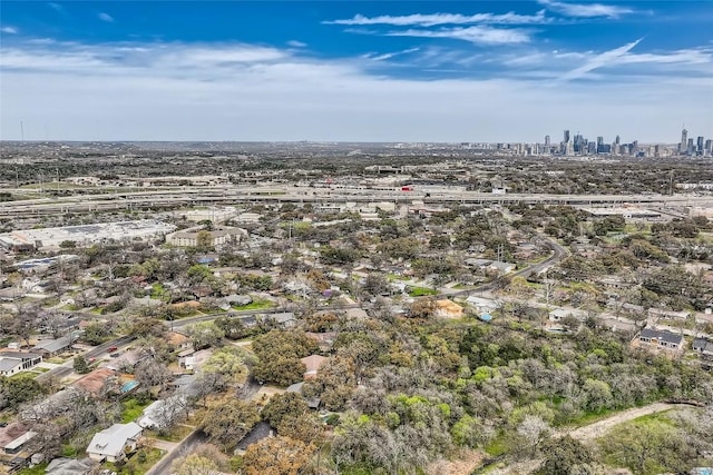 drone / aerial view featuring a city view