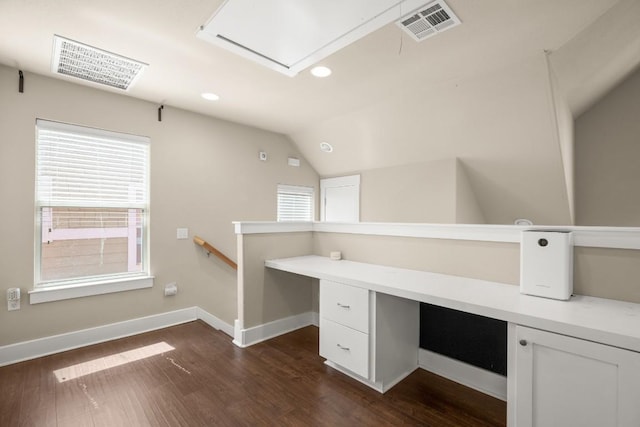 1601 Miriam Ave Unit 103, Austin, TX 78702 - unfurnished office with plenty of natural light, dark wood-type flooring, recessed lighting, and lofted ceiling