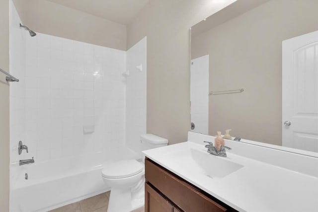 full bathroom featuring vanity, toilet, shower / bathtub combination, and tile patterned flooring