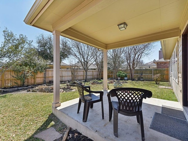 view of patio featuring a fenced backyard