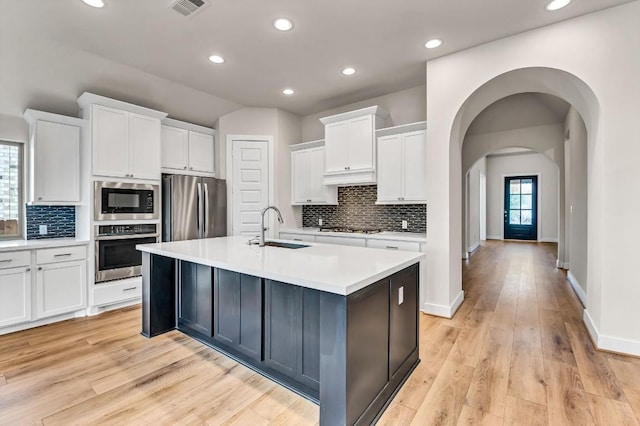 kitchen featuring a sink, white cabinets, and stainless steel appliances