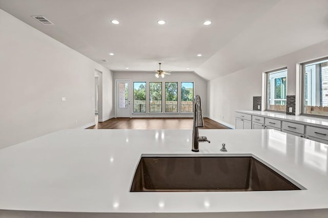 kitchen featuring a sink, plenty of natural light, and light countertops