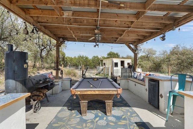 view of patio featuring an outdoor structure