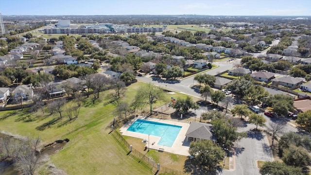 drone / aerial view with a residential view