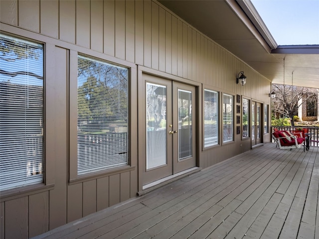 wooden deck with french doors