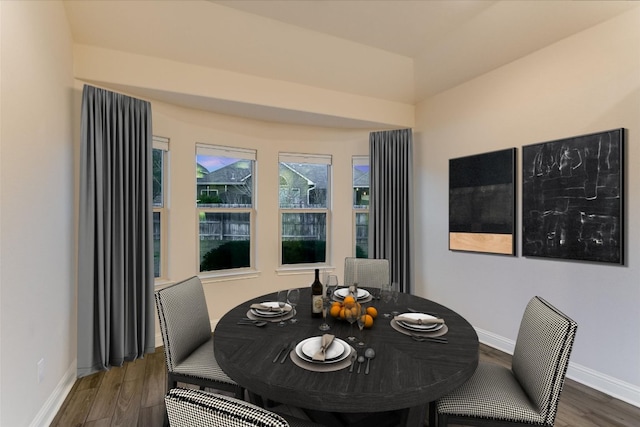 dining room with baseboards and wood finished floors