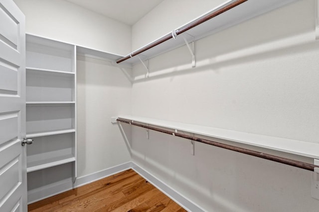 walk in closet with light wood-type flooring