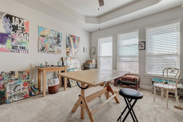114 Angela Rose Ct, Austin, TX 78737 - carpeted dining area featuring ceiling fan and baseboards