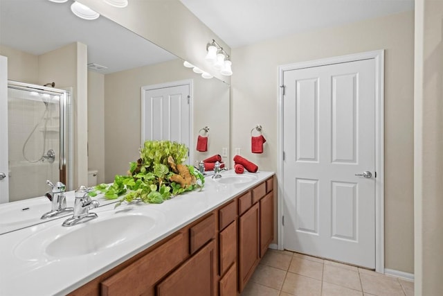 316 Barrington Farm Ct, Georgetown, TX 78633 - full bath with tile patterned flooring, a shower stall, and a sink