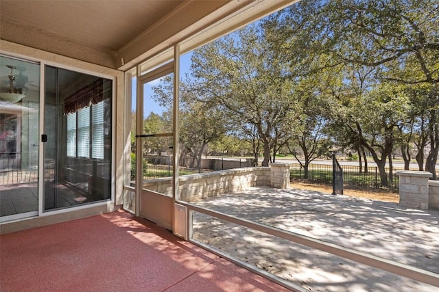 view of unfurnished sunroom