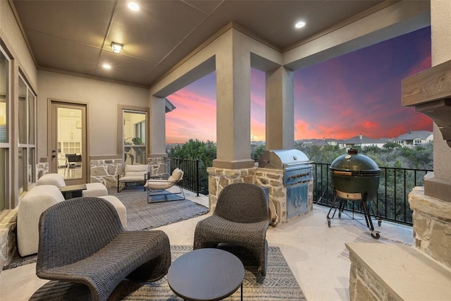 view of patio featuring area for grilling and an outdoor hangout area