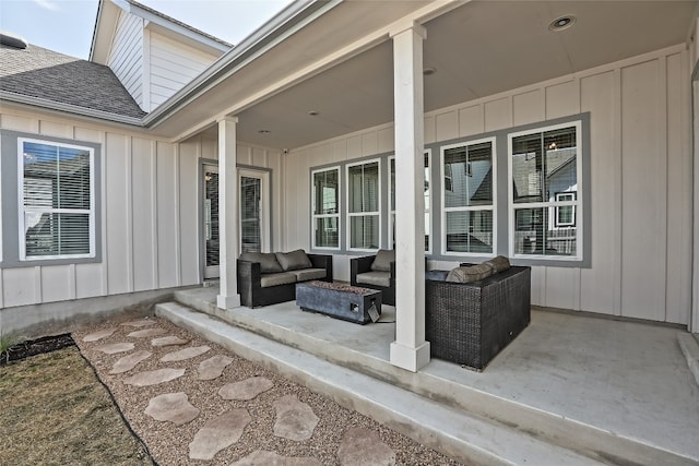 view of patio featuring an outdoor hangout area