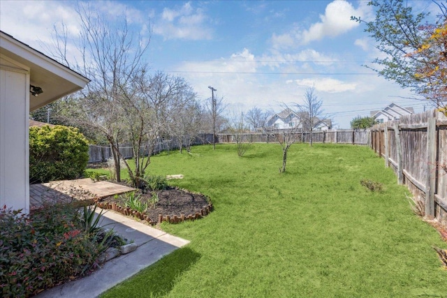 view of yard featuring a fenced backyard