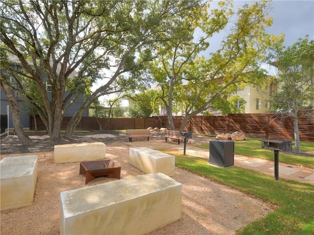 view of patio / terrace featuring an outdoor living space and a fenced backyard