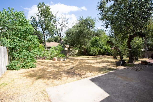 view of yard featuring a fenced backyard and a patio