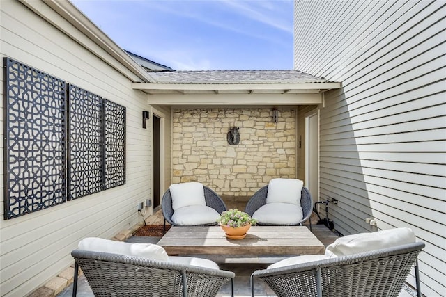 wooden deck featuring a patio area