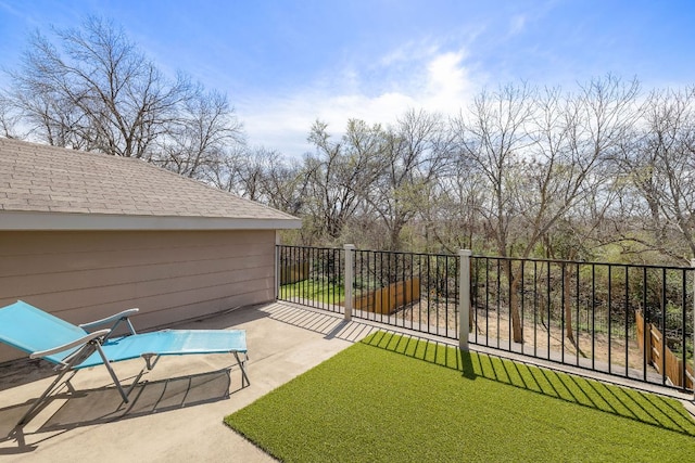 view of yard with a patio and fence