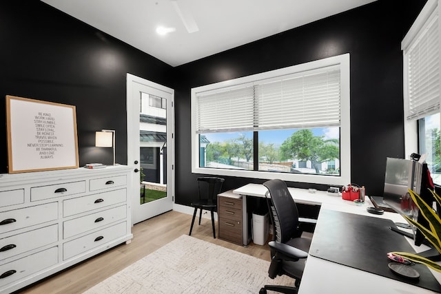 office area featuring light wood-style floors