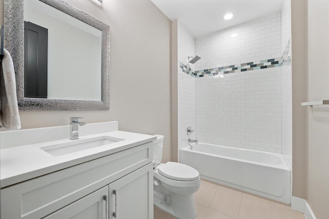 316 Duckhorn Pass, Austin, TX 78738 - bathroom with vanity, tile patterned floors, shower / washtub combination, and recessed lighting