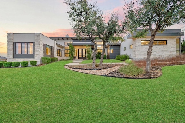 316 Duckhorn Pass, Austin, TX 78738 - back of house with french doors and a yard
