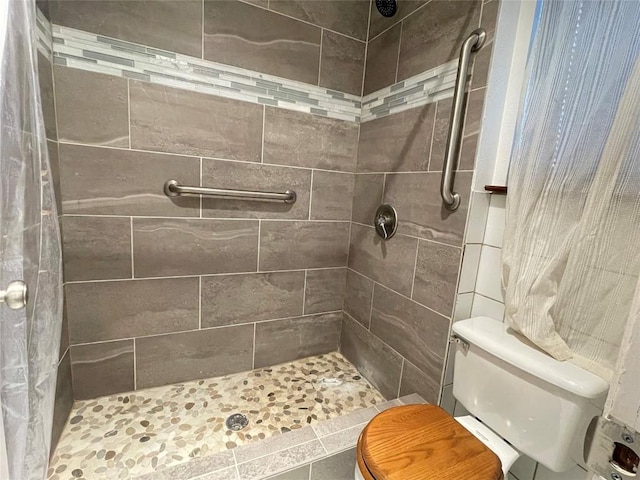 full bathroom with toilet and tiled shower