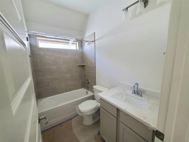 full bathroom with toilet, vanity, and  shower combination