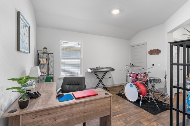 105 Krause Springs Dr, Hutto, TX 78634 - office space with lofted ceiling and wood finished floors
