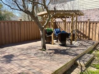 deck featuring a fenced backyard