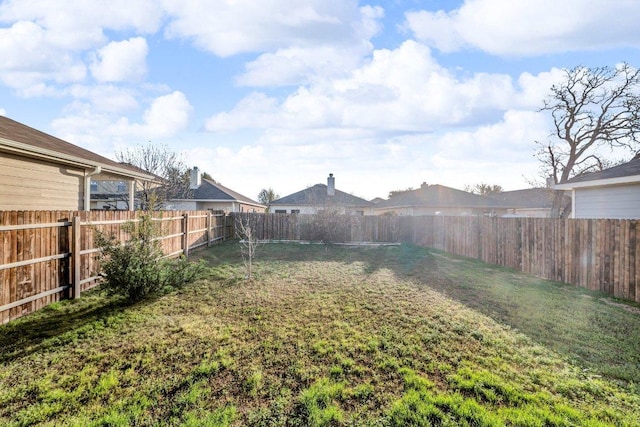 view of yard featuring a fenced backyard