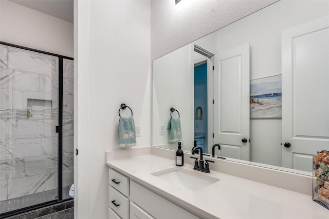 22306 Cape Travis Bnd, Lago Vista, TX 78645 - full bathroom featuring toilet, a stall shower, and vanity