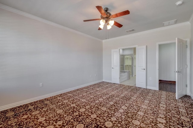 214 Apache Mountain Ln, Georgetown, TX 78633 - unfurnished bedroom with crown molding, baseboards, light carpet, and visible vents