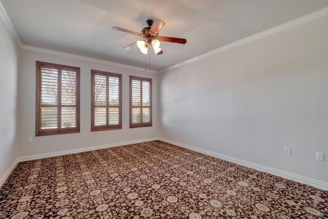 214 Apache Mountain Ln, Georgetown, TX 78633 - empty room featuring baseboards, a ceiling fan, and ornamental molding