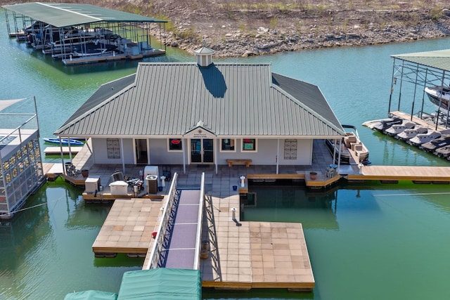 view of dock featuring a water view