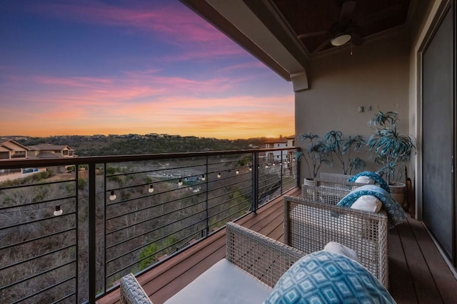 balcony with ceiling fan