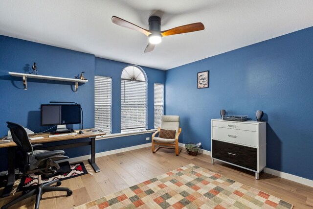 10914 Sierra Oaks, Austin, TX 78759 - office space featuring ceiling fan, wood finished floors, and baseboards