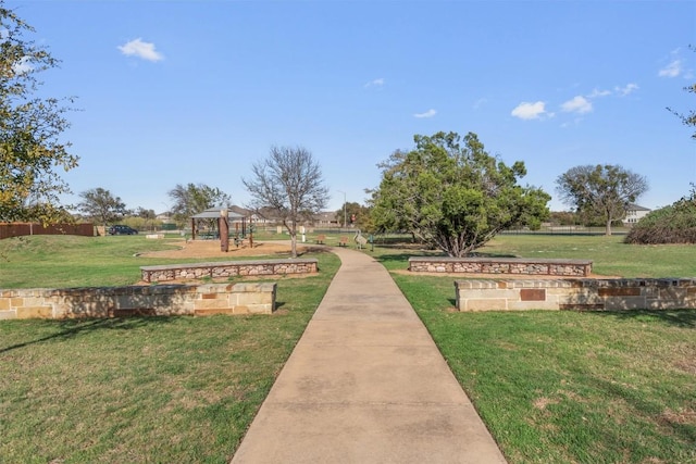 view of home's community featuring a gazebo and a yard