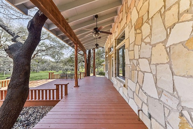 deck with a ceiling fan