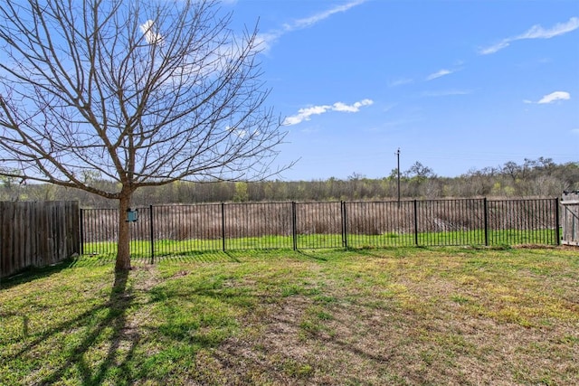 view of yard featuring a fenced backyard