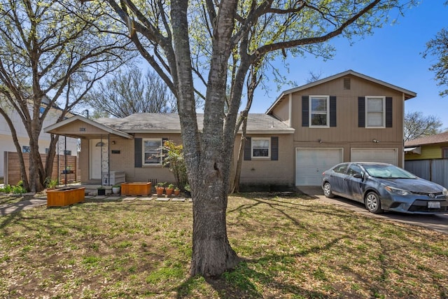 1513 Ruth Ave, Austin, TX 78757 - split level home featuring brick siding, concrete driveway, a garage, and fence