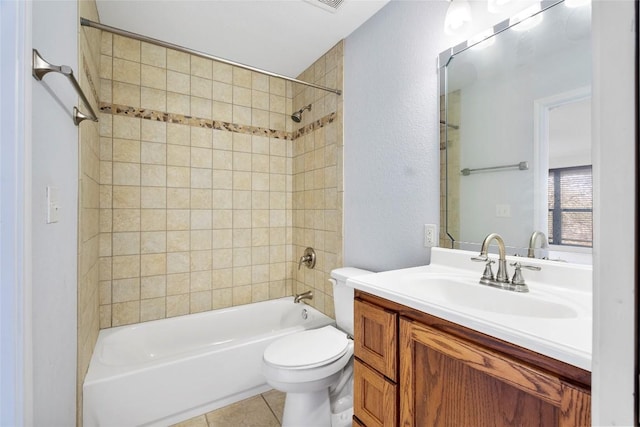149 Colovista Dr, Bastrop, TX 78602 - bathroom with vanity,  shower combination, and tile patterned floors