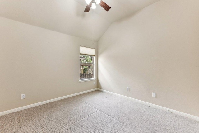 2812 Prosperity, Leander, TX 78641 - spare room featuring ceiling fan, carpet flooring, lofted ceiling, and baseboards