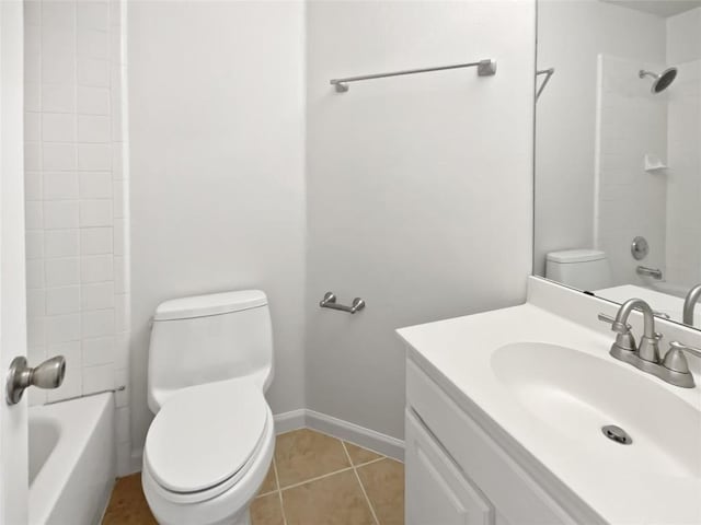 2119 Simbrah Dr, Cedar Park, TX 78613 - full bathroom with toilet, vanity, tub / shower combination, tile patterned flooring, and baseboards