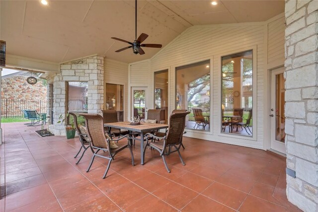 201 Lasso, Horseshoe Bay, TX 78657 - view of patio featuring ceiling fan and outdoor dining area