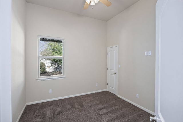 14320 Senia Bnd, Austin, TX 78738 - unfurnished room with ceiling fan, dark colored carpet, and baseboards